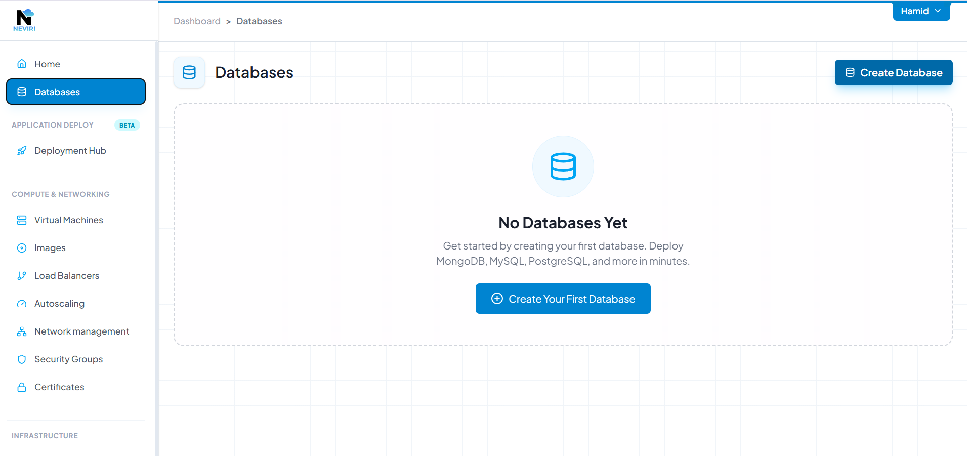 Database list page