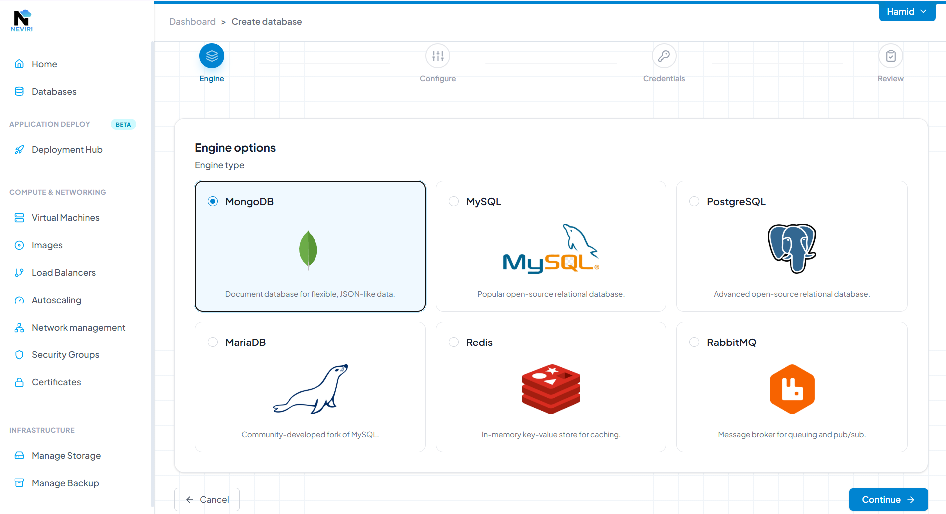 Database engine selection