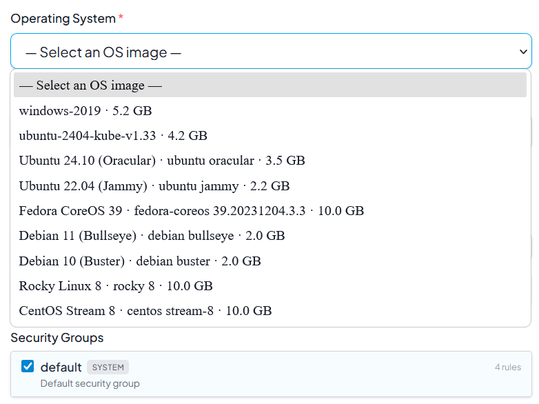 OS Image Selection