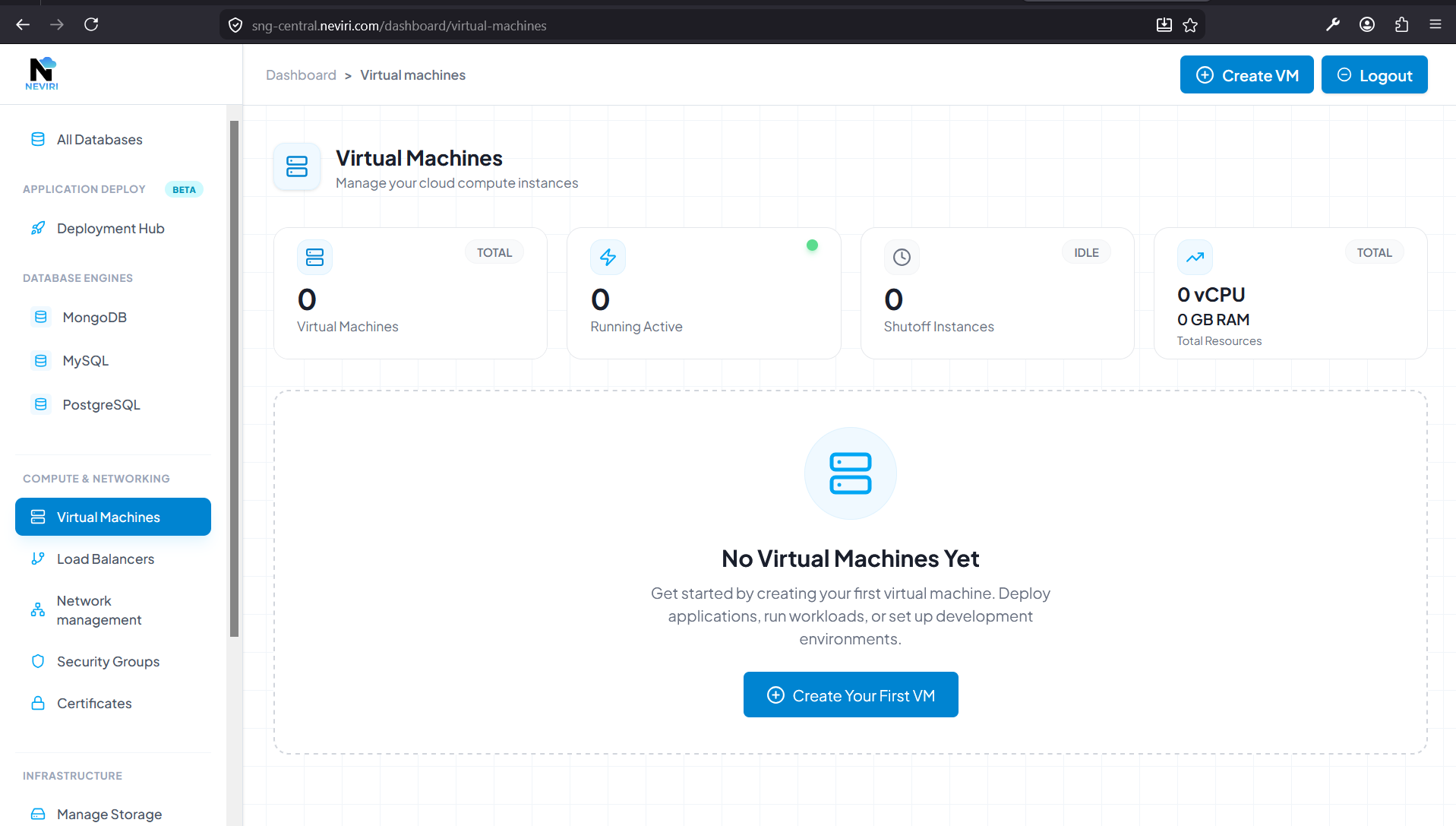 Virtual Machines Dashboard